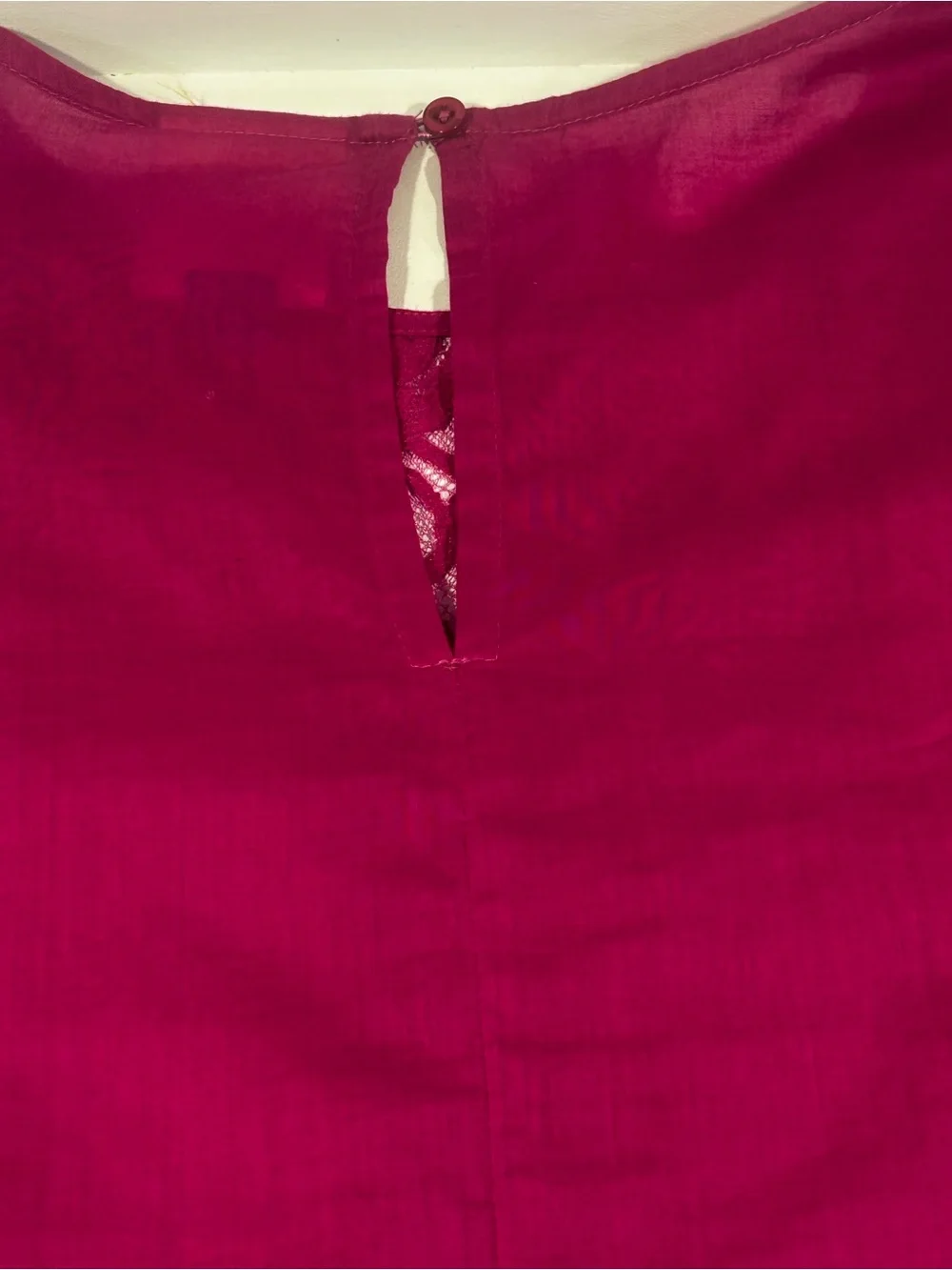 FARM Rio x Anthropologie Kelsie Blouse M Magenta Lace Puff Sleeve Cotton